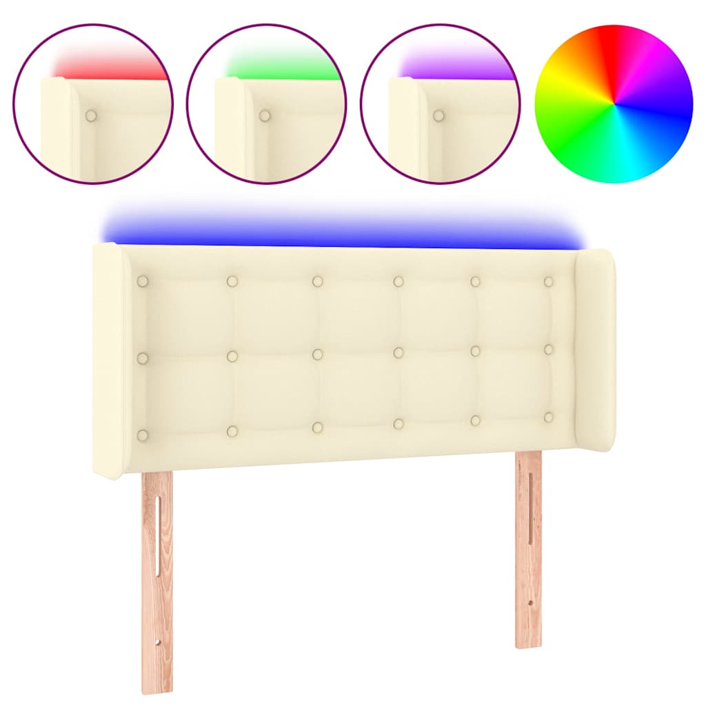 vidaXL Κεφαλάρι Κρεβατιού LED Κρεμ 93x16x78/88 εκ. από Συνθετικό Δέρμα