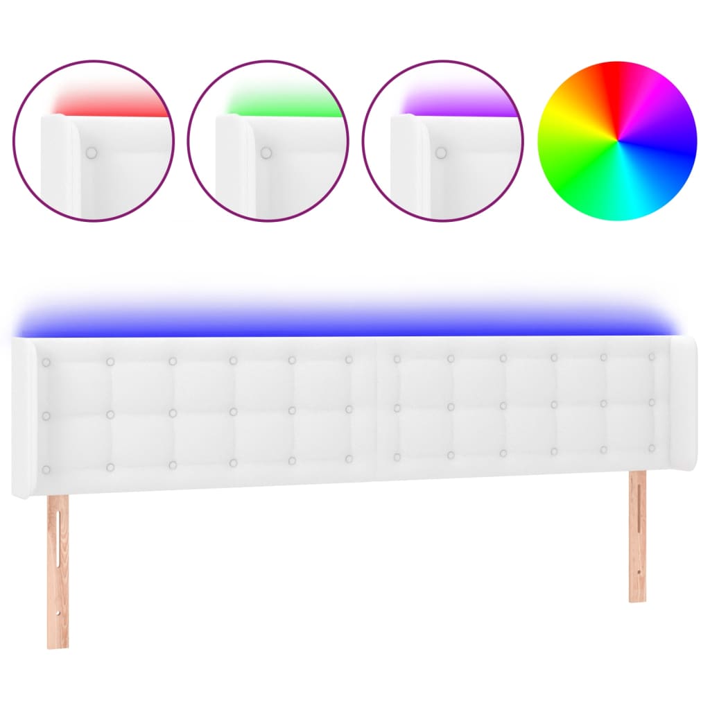 vidaXL Κεφαλάρι Κρεβατιού LED Λευκό 163x16x78/88 εκ. Συνθετ. Δέρμα