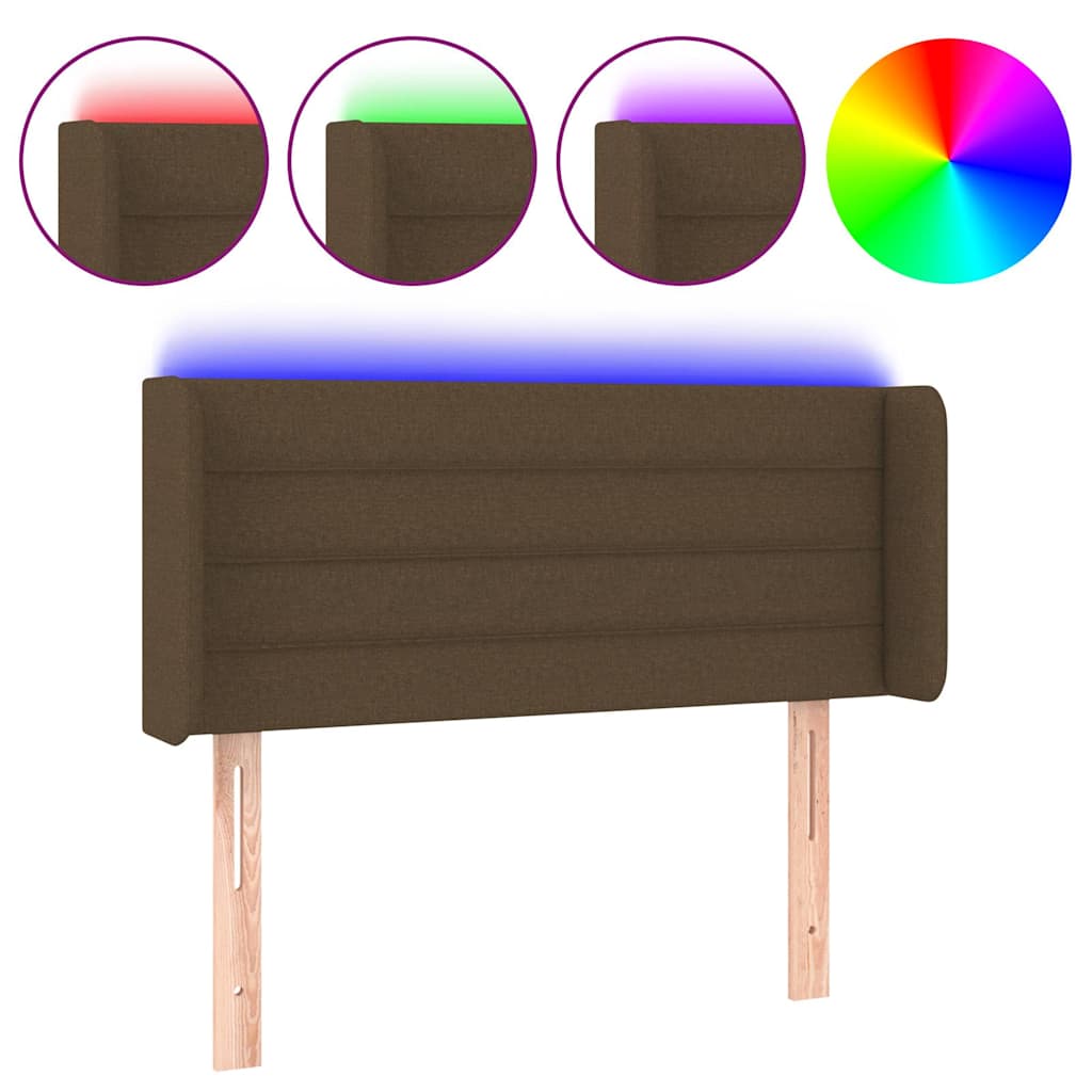 vidaXL Κεφαλάρι Κρεβατιού LED Σκούρο Καφέ 83x16x78/88 εκ. Υφασμάτινο