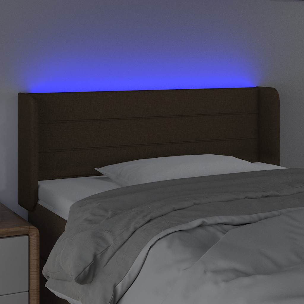 vidaXL Κεφαλάρι Κρεβατιού LED Σκούρο Καφέ 83x16x78/88 εκ. Υφασμάτινο