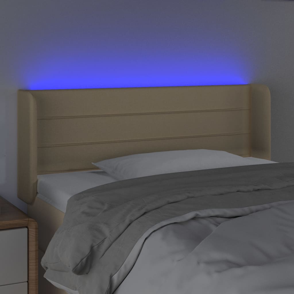 vidaXL Κεφαλάρι Κρεβατιού LED Κρεμ 103x16x78/88 εκ. Υφασμάτινο