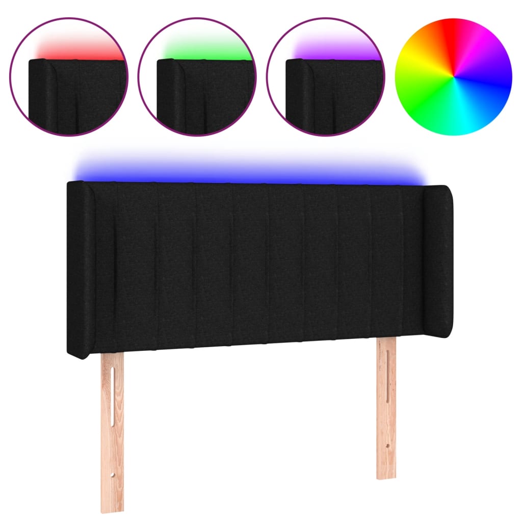 vidaXL Κεφαλάρι Κρεβατιού LED Μαύρο 93x16x78/88 εκ. Υφασμάτινο