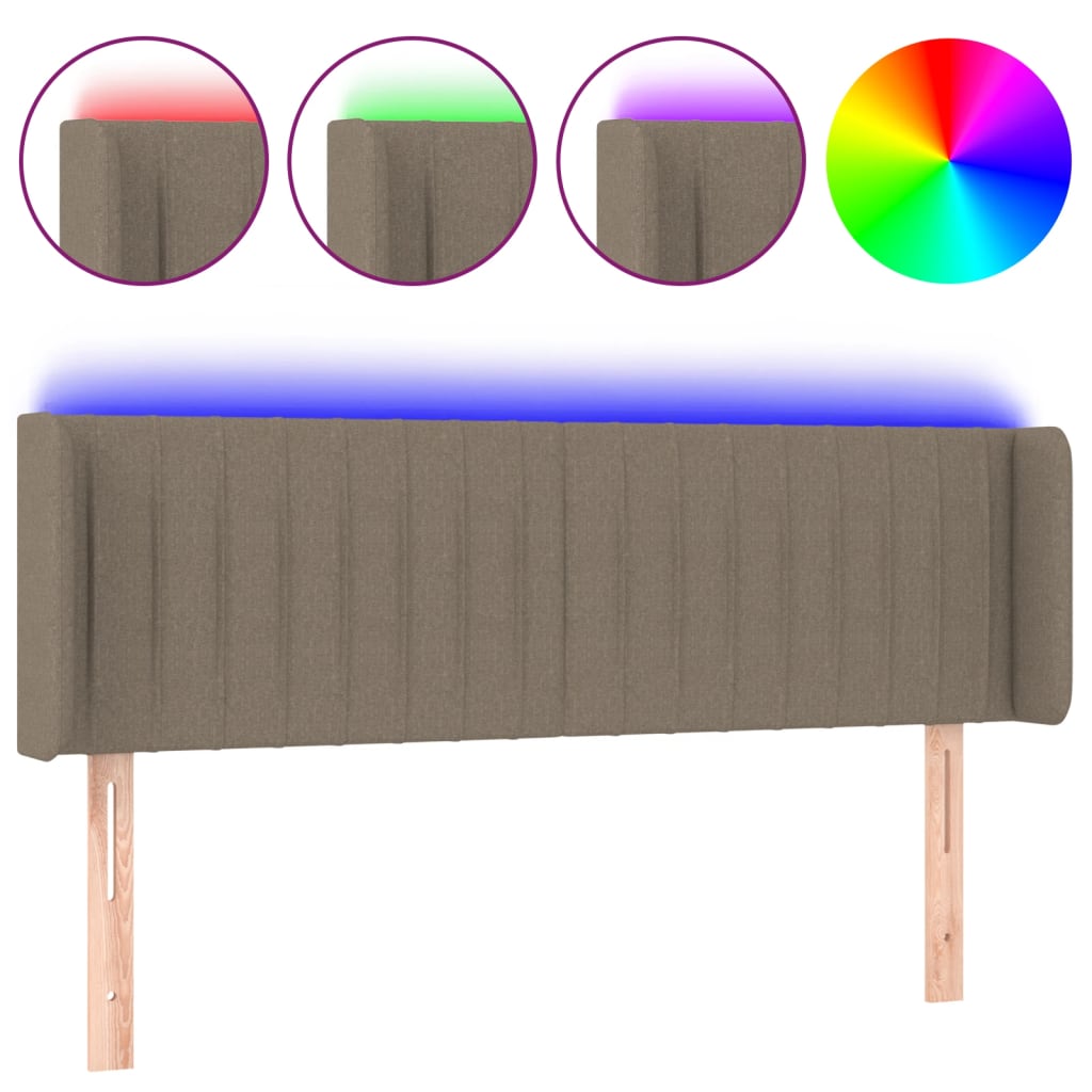 vidaXL Κεφαλάρι Κρεβατιού LED Taupe 147x16x78/88 εκ. Υφασμάτινο