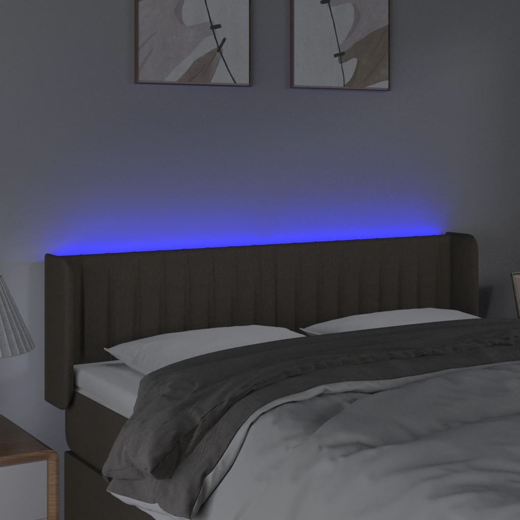vidaXL Κεφαλάρι Κρεβατιού LED Taupe 147x16x78/88 εκ. Υφασμάτινο