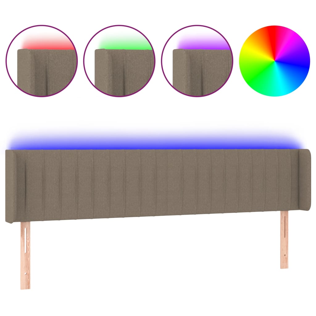 vidaXL Κεφαλάρι Κρεβατιού LED Taupe 163x16x78/88 εκ. Υφασμάτινο