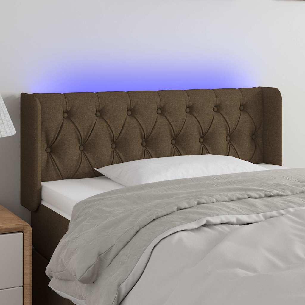 vidaXL Κεφαλάρι Κρεβατιού LED Σκούρο Καφέ 103x16x78/88 εκ. Υφασμάτινο