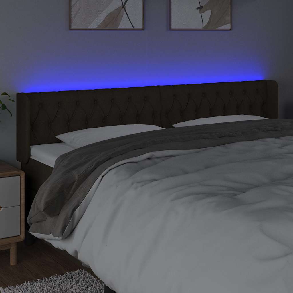 vidaXL Κεφαλάρι Κρεβατιού LED Σκούρο Καφέ 183x16x78/88 εκ. Υφασμάτινο