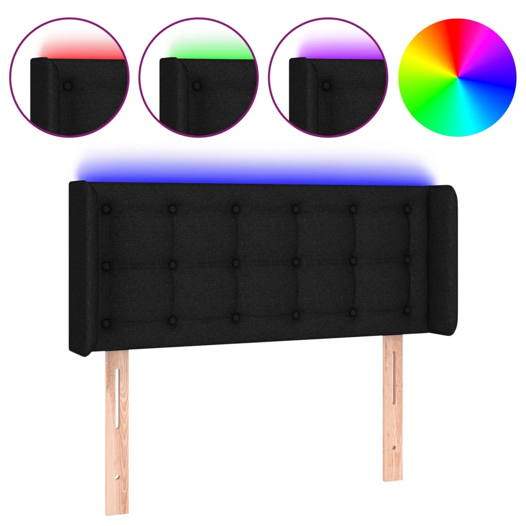 vidaXL Κεφαλάρι Κρεβατιού LED Μαύρο 103x16x78/88 εκ. Υφασμάτινο