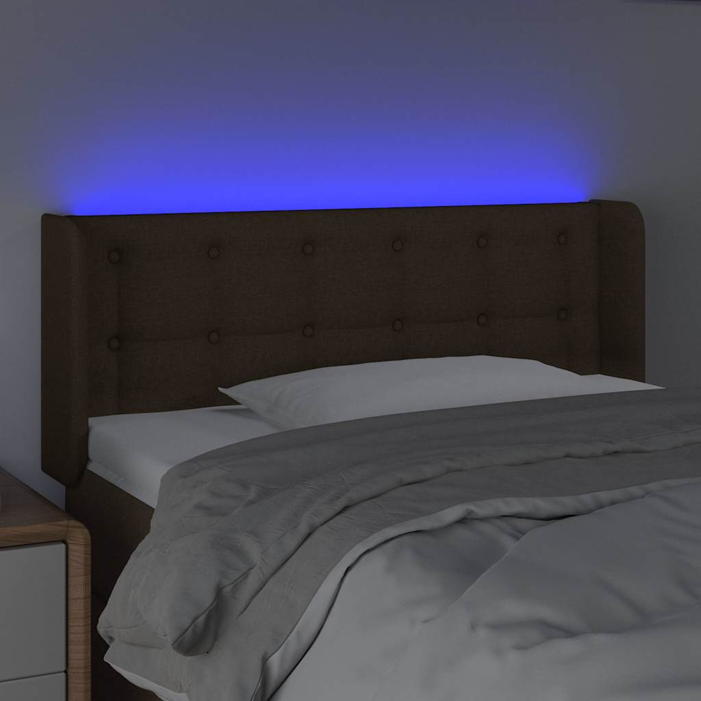 vidaXL Κεφαλάρι Κρεβατιού LED Σκούρο Καφέ 103x16x78/88 εκ. Υφασμάτινο