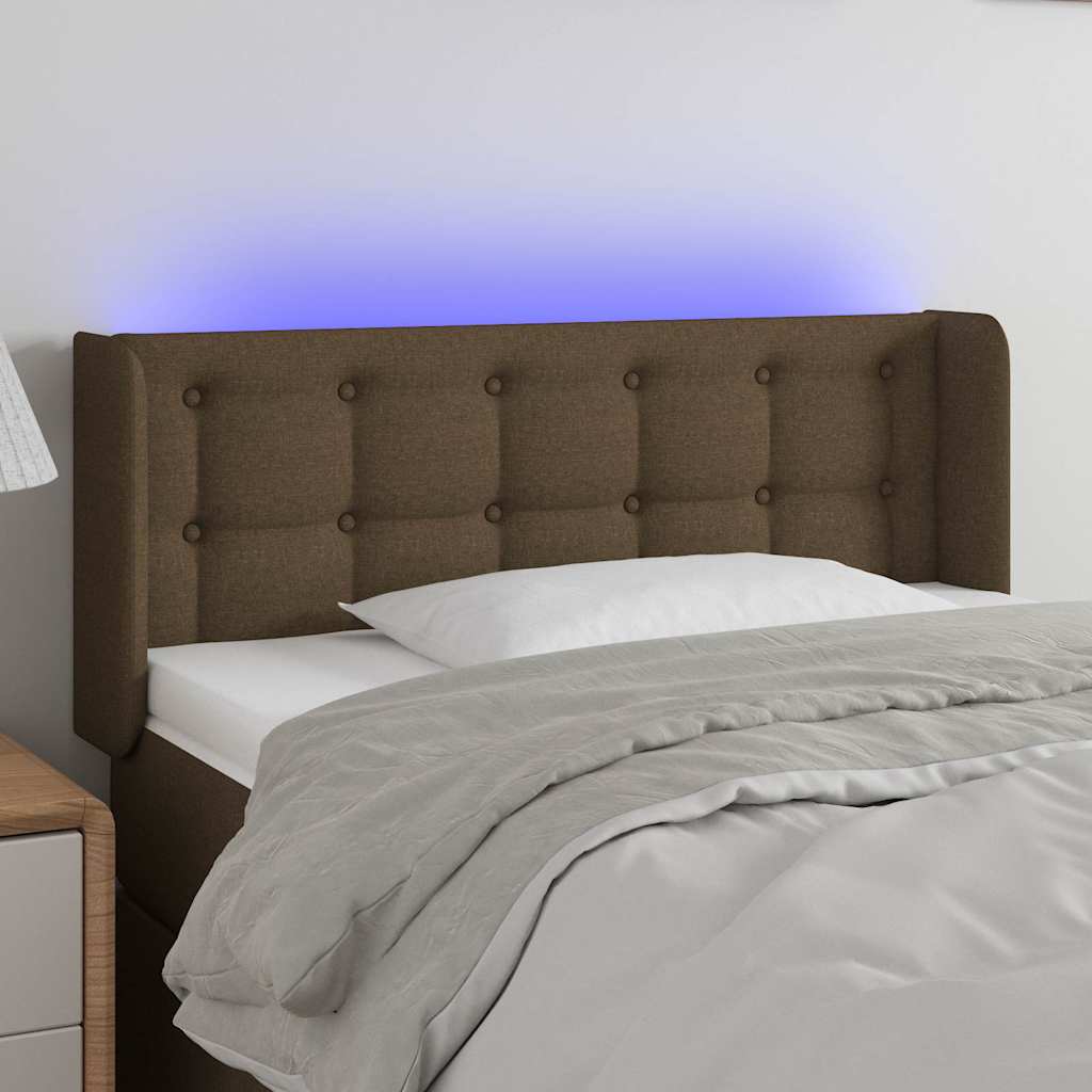 vidaXL Κεφαλάρι Κρεβατιού LED Σκούρο Καφέ 103x16x78/88 εκ. Υφασμάτινο