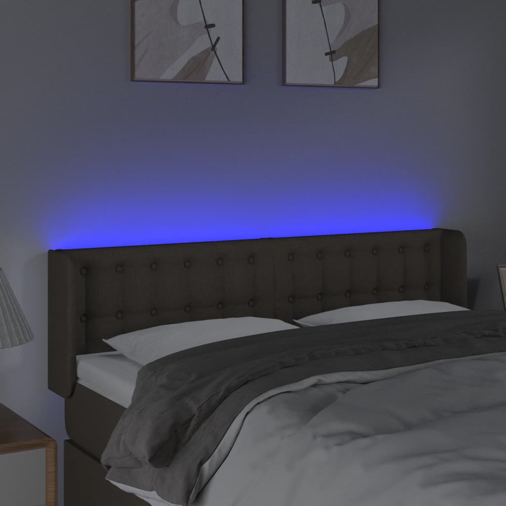 vidaXL Κεφαλάρι Κρεβατιού LED Taupe 147x16x78/88 εκ. Υφασμάτινο