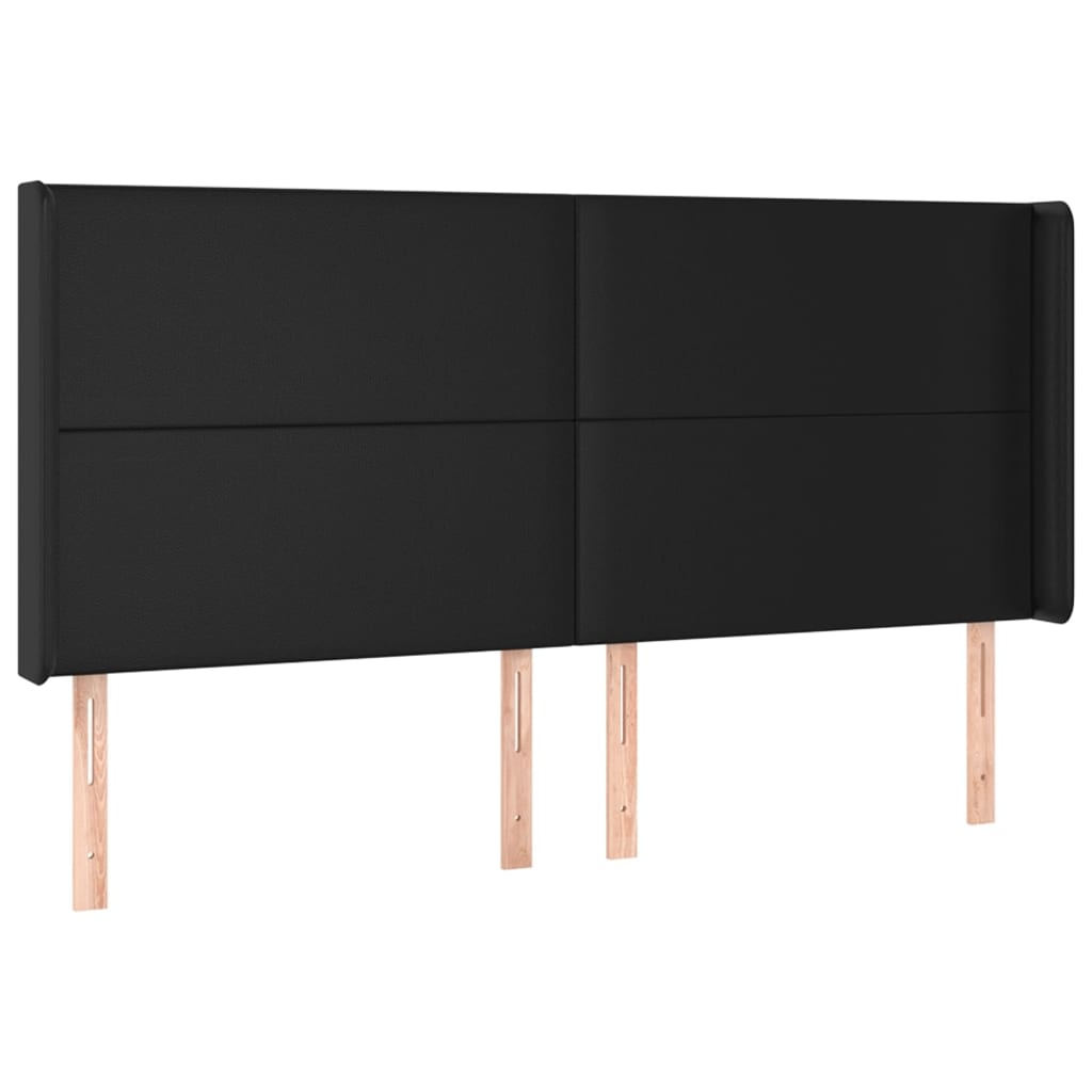 vidaXL Κεφαλάρι Κρεβατιού LED Μαύρο 163x16x118/128 εκ. Συνθετ. Δέρμα