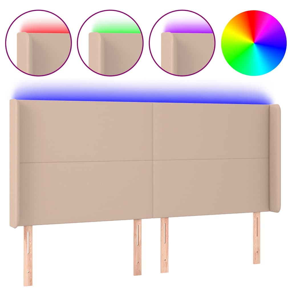 vidaXL Κεφαλάρι Κρεβατιού LED Καπουτσίνο 163x16x118/128 εκ