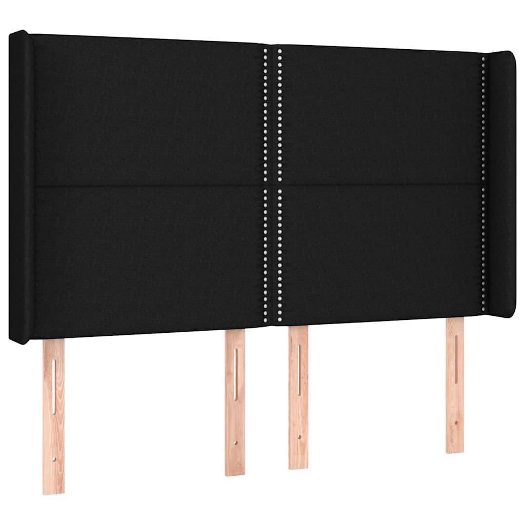 vidaXL Κεφαλάρι Κρεβατιού LED Μαύρο 147x16x118/128 εκ. Υφασμάτινο