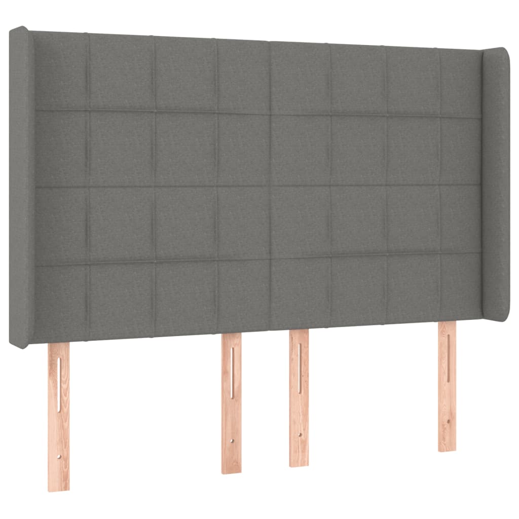 vidaXL Κεφαλάρι Κρεβατιού LED Σκούρο Γκρι 147x16x118/128εκ. Υφασμάτινο