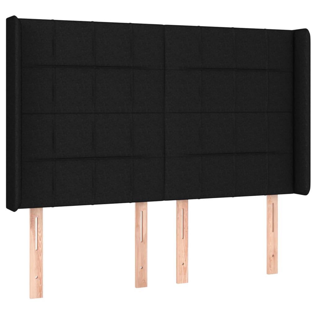 vidaXL Κεφαλάρι Κρεβατιού LED Μαύρο 147x16x118/128 εκ. Υφασμάτινο