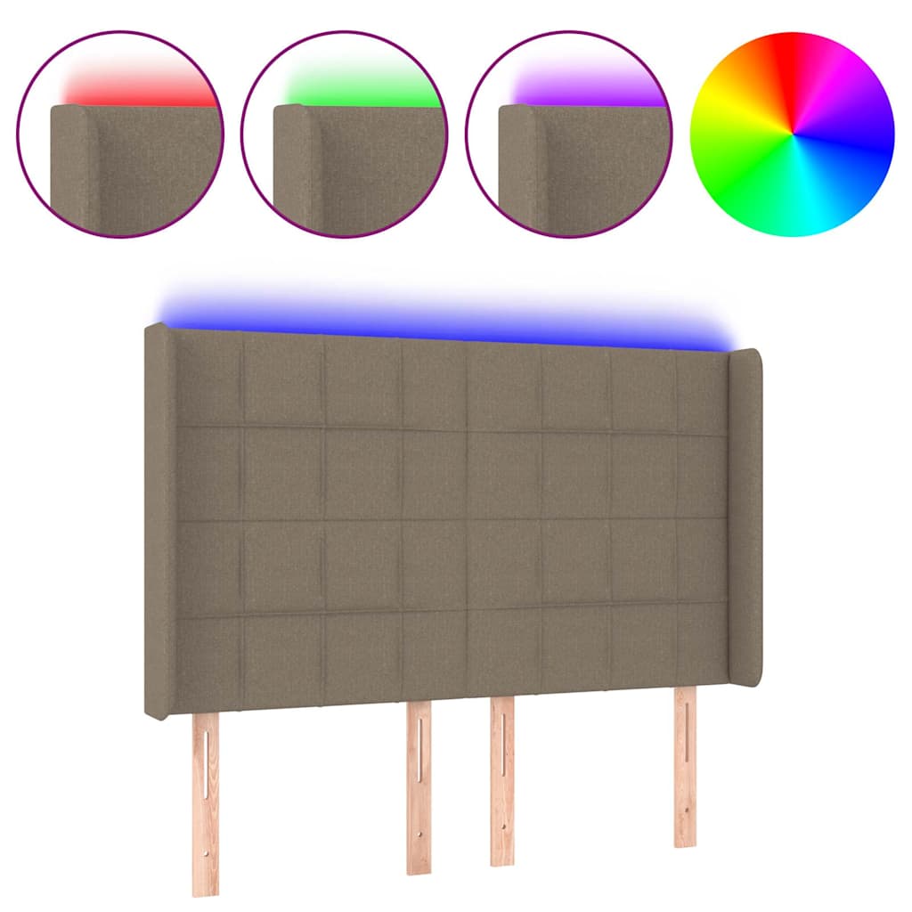 vidaXL Κεφαλάρι Κρεβατιού LED Taupe 147x16x118/128 εκ. Υφασμάτινο