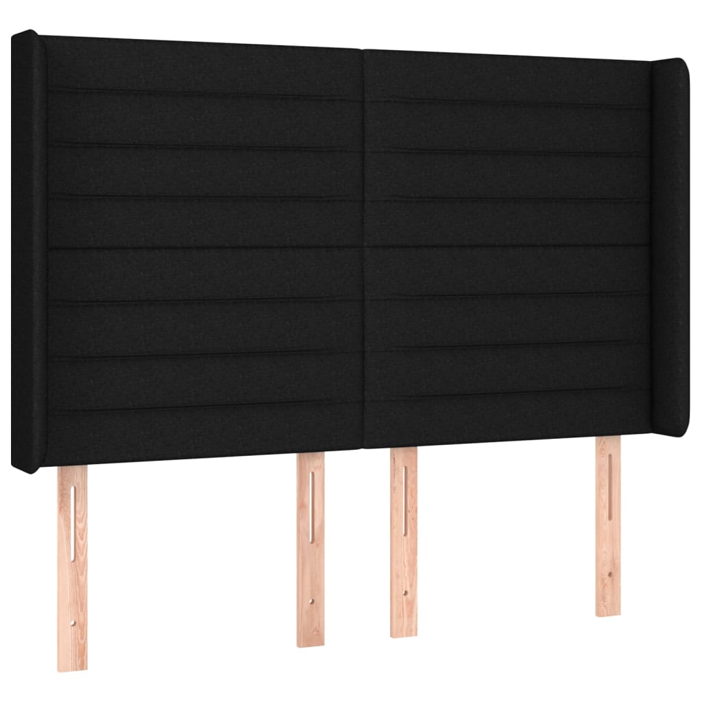 vidaXL Κεφαλάρι Κρεβατιού LED Μαύρο 147x16x118/128 εκ. Υφασμάτινο