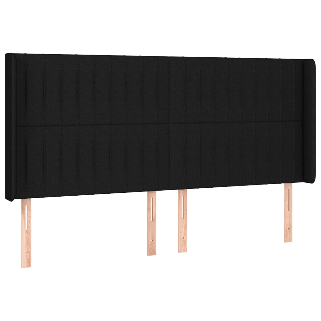 vidaXL Κεφαλάρι Κρεβατιού LED Μαύρο 163x16x118/128 εκ. Υφασμάτινο