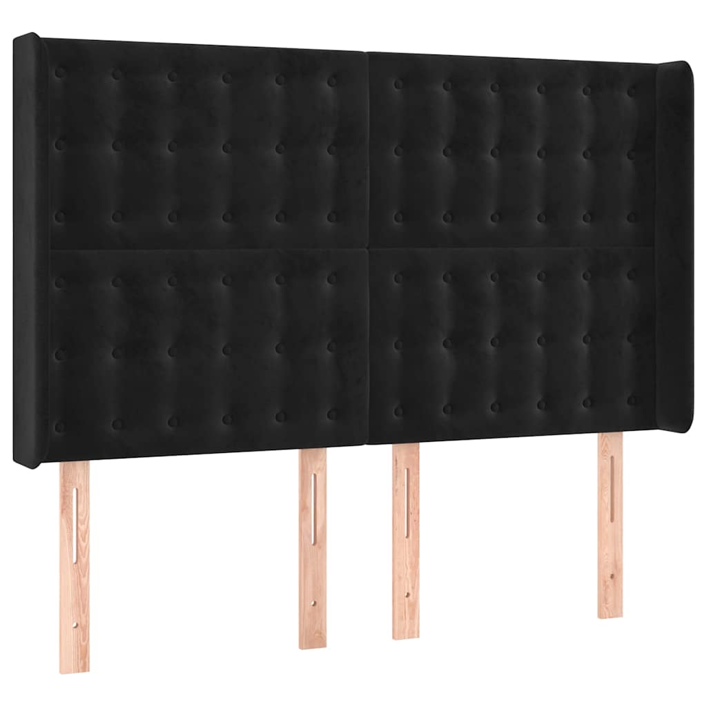 vidaXL Κεφαλάρι Κρεβατιού LED Μαύρο 147x16x118/128 εκ. Βελούδινο