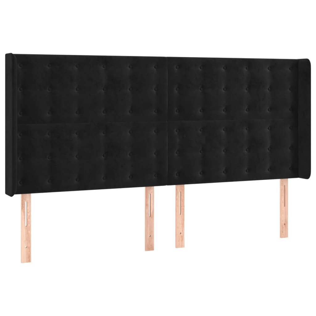 vidaXL Κεφαλάρι Κρεβατιού LED Μαύρο 183x16x118/128 εκ. Βελούδινο