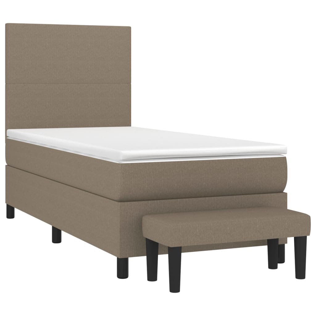 vidaXL Κρεβάτι Boxspring με Στρώμα Taupe 90x200 εκ. Υφασμάτινο