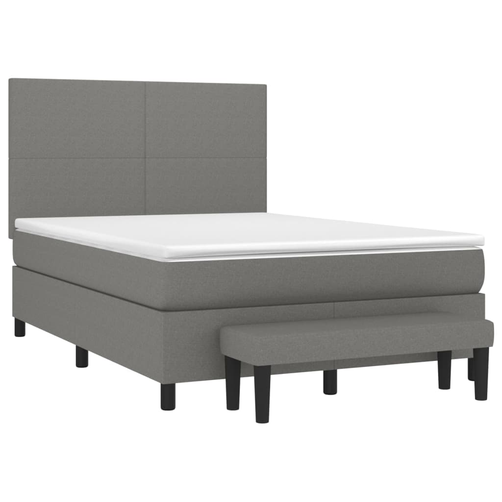vidaXL Κρεβάτι Boxspring με Στρώμα Σκούρο Γκρι 140x190 εκ. Υφασμάτινο