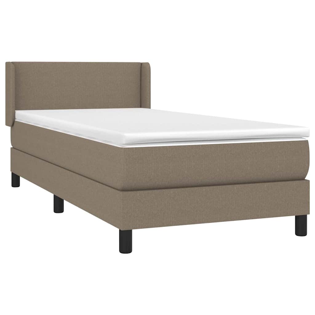 vidaXL Κρεβάτι Boxspring με Στρώμα Taupe 100 x 200 εκ. Υφασμάτινο