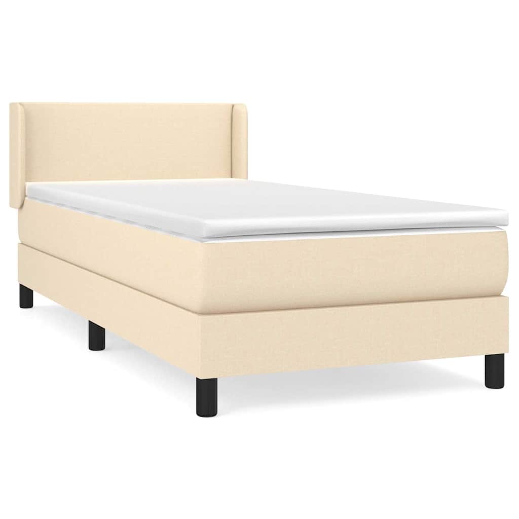 vidaXL Κρεβάτι Boxspring με Στρώμα Κρεμ 100 x 200 εκ. Υφασμάτινο