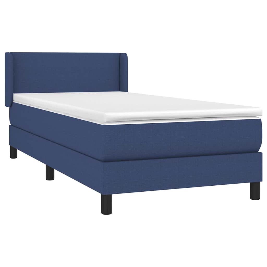 vidaXL Κρεβάτι Boxspring με Στρώμα Μπλε 100 x 200 εκ. Υφασμάτινο