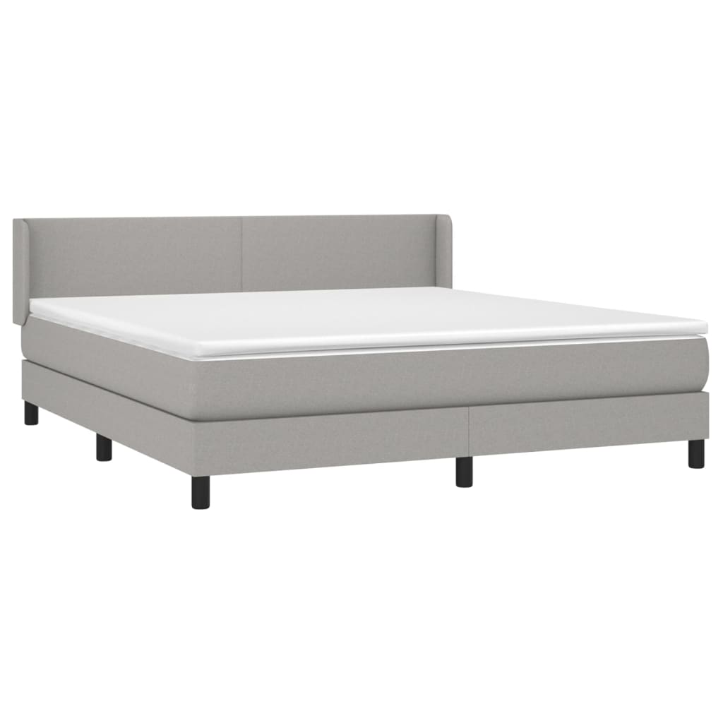 vidaXL Κρεβάτι Boxspring με Στρώμα Ανοιχτό Γκρι 180x200 εκ. Υφασμάτινο