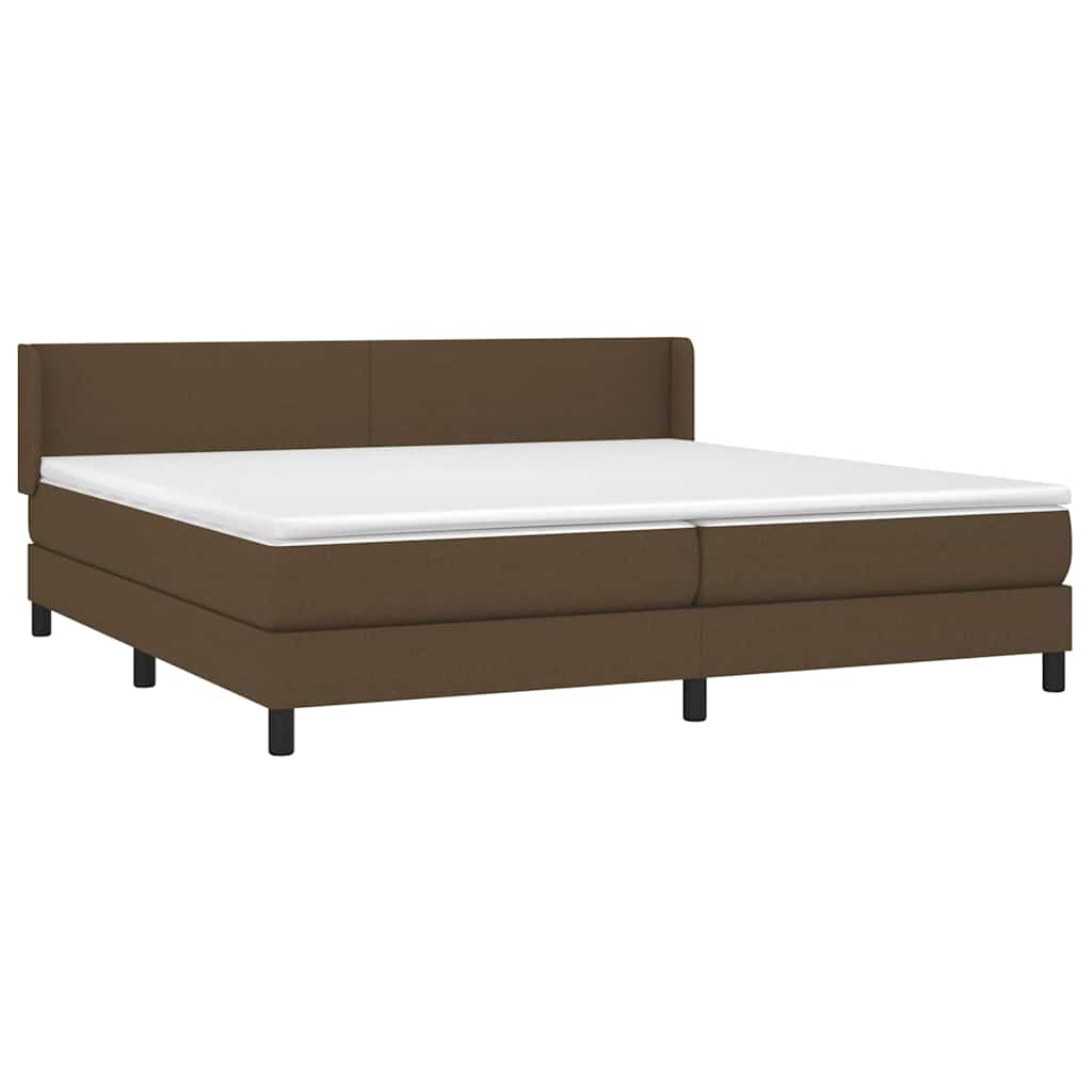 vidaXL Κρεβάτι Boxspring με Στρώμα Σκούρο Καφέ 200x200 εκ. Υφασμάτινο