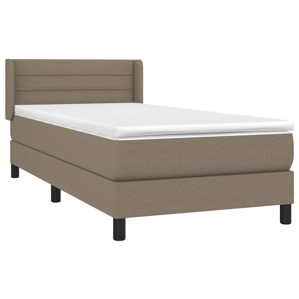 vidaXL Κρεβάτι Boxspring με Στρώμα Taupe 90x190 εκ.Υφασμάτινο
