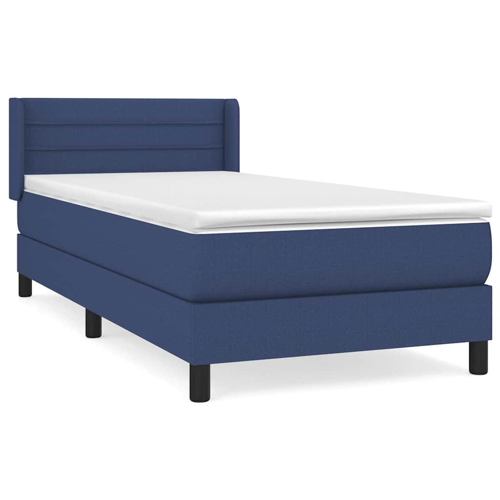 vidaXL Κρεβάτι Boxspring με Στρώμα Μπλε 90x200 εκ.Υφασμάτινο