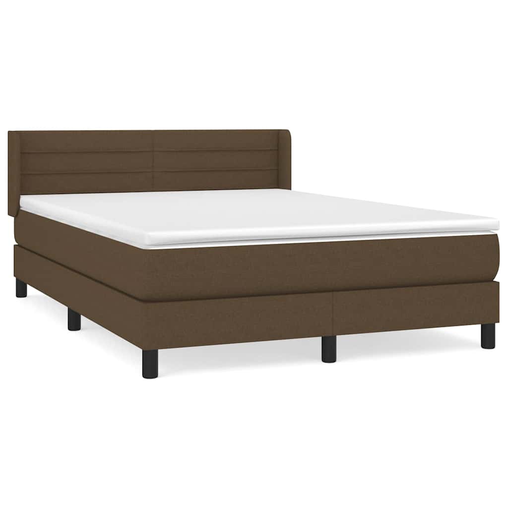 vidaXL Κρεβάτι Boxspring με Στρώμα Σκούρο Καφέ 140x200 εκ Υφασμάτινο