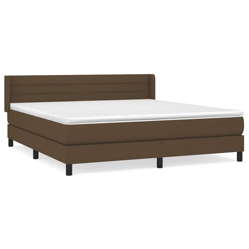 vidaXL Κρεβάτι Boxspring με Στρώμα Σκούρο Καφέ 160x200 εκ Υφασμάτινο