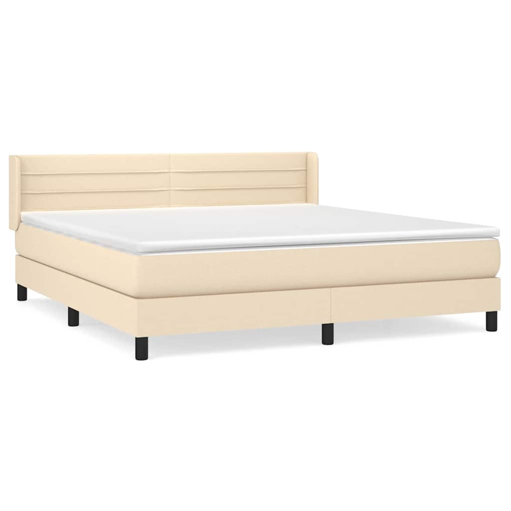 vidaXL Κρεβάτι Boxspring με Στρώμα Κρεμ 180x200 εκ. Υφασμάτινο