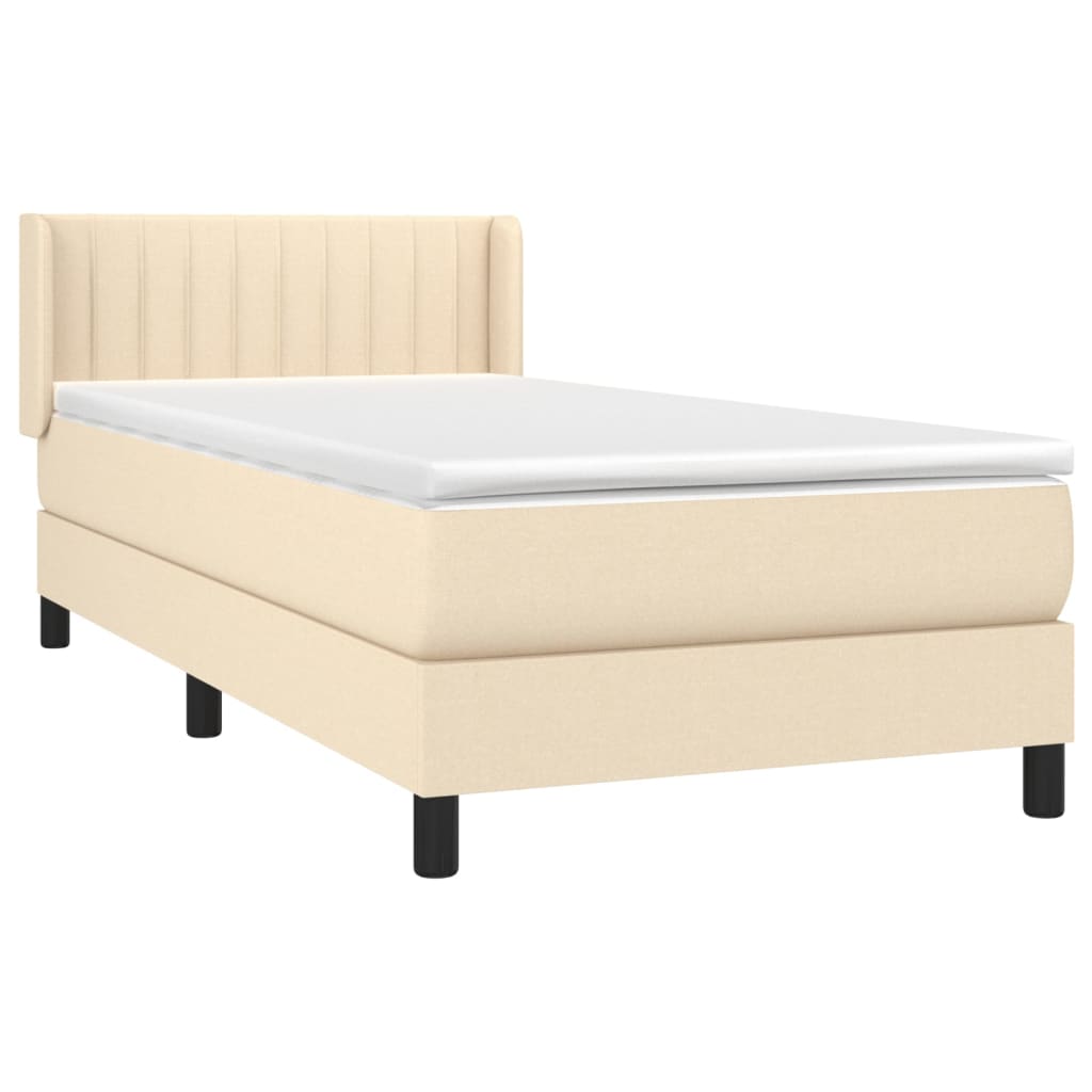 vidaXL Κρεβάτι Boxspring με Στρώμα Κρεμ 80 x 200 εκ. Υφασμάτινο