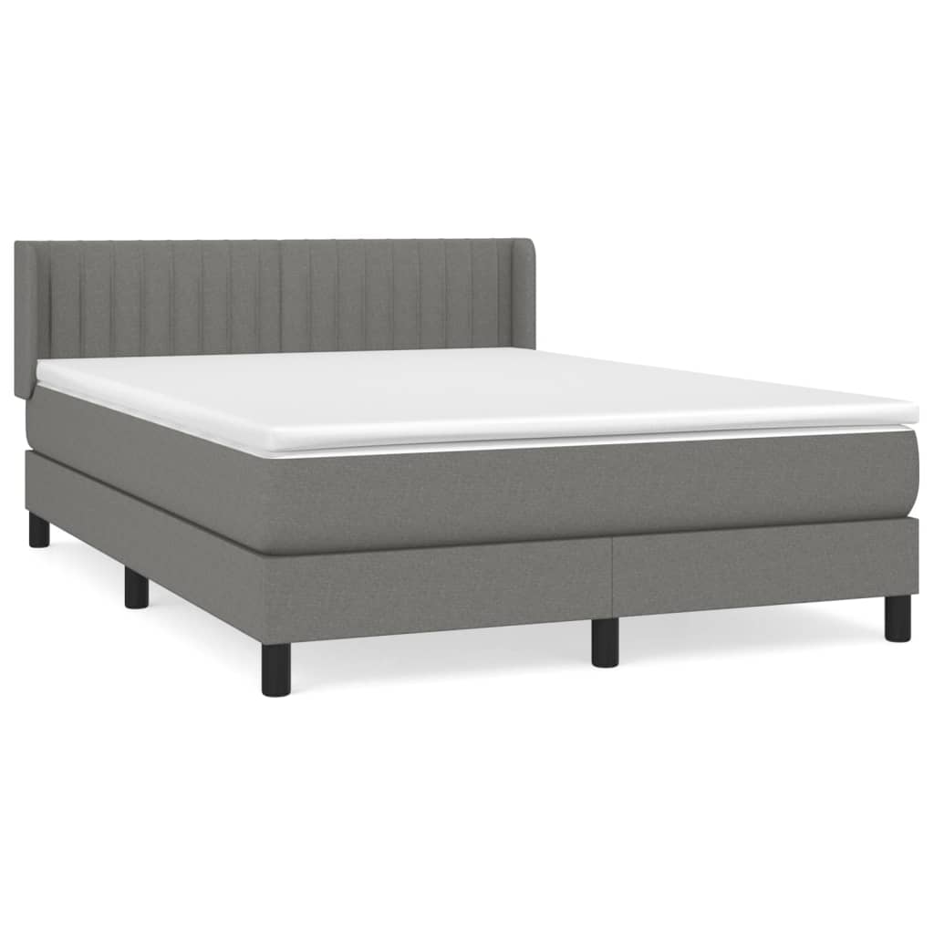 vidaXL Κρεβάτι Boxspring με Στρώμα Σκούρο Γκρι 140x200 εκ Υφασμάτινο