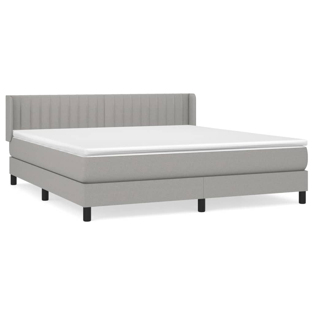 vidaXL Κρεβάτι Boxspring με Στρώμα Ανοιχτό Γκρι 180x200 εκ. Υφασμάτινο