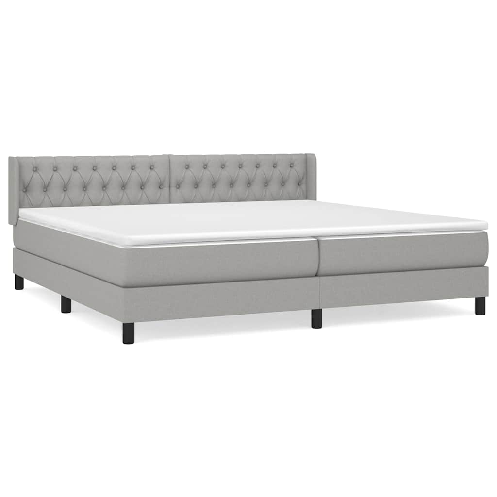 vidaXL Κρεβάτι Boxspring με Στρώμα Ανοιχτό Γκρι 200x200 εκ. Υφασμάτινο