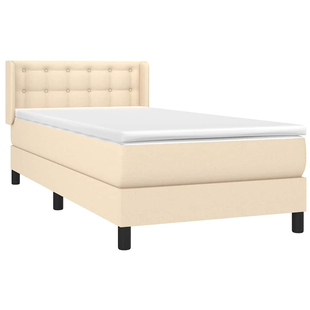 vidaXL Κρεβάτι Boxspring με Στρώμα Κρεμ 90x190 εκ.Υφασμάτινο