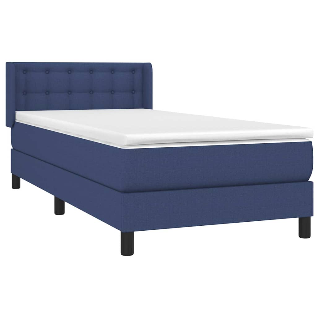 vidaXL Κρεβάτι Boxspring με Στρώμα Μπλε 100 x 200 εκ. Υφασμάτινο