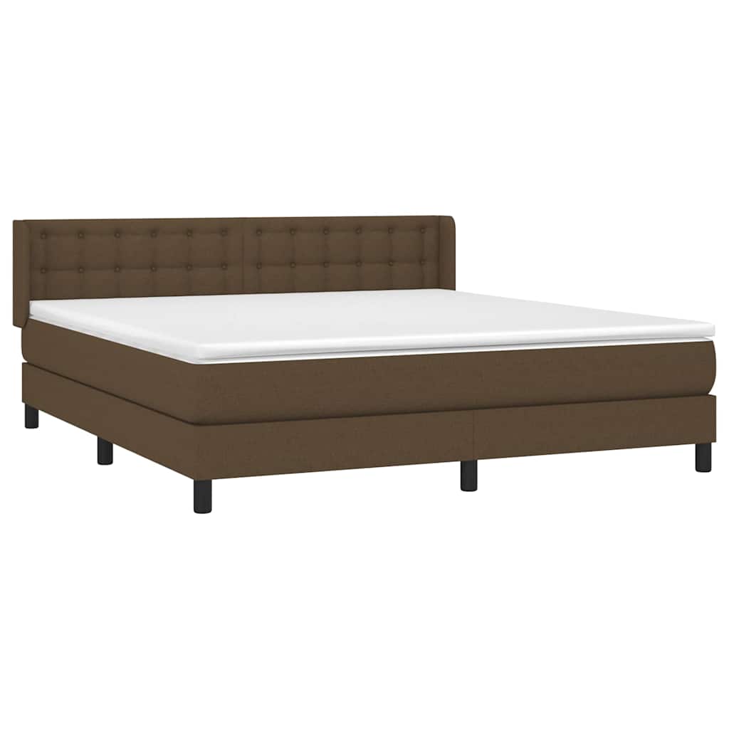 vidaXL Κρεβάτι Boxspring με Στρώμα Σκούρο Καφέ 180x200 εκ Υφασμάτινο