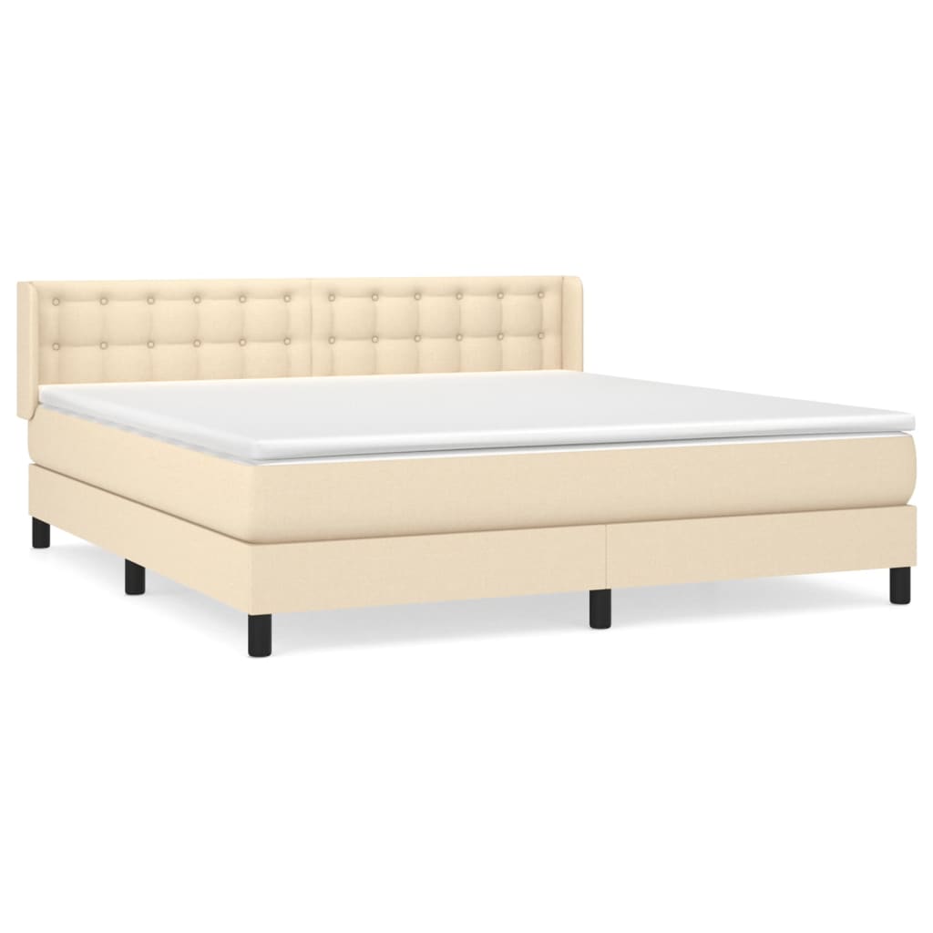 vidaXL Κρεβάτι Boxspring με Στρώμα Κρεμ 180x200 εκ. Υφασμάτινο