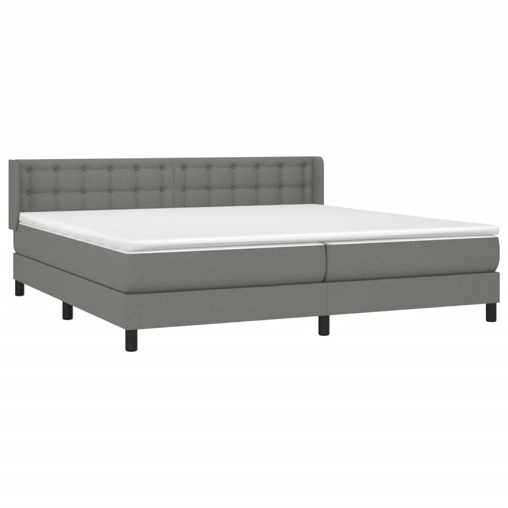 vidaXL Κρεβάτι Boxspring με Στρώμα Σκούρο Γκρι 200x200 εκ. Υφασμάτινο
