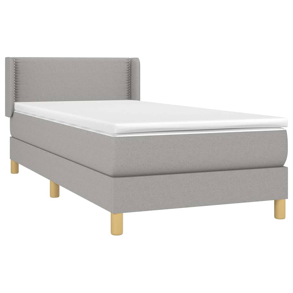 vidaXL Κρεβάτι Boxspring με Στρώμα Ανοιχτό Γκρι 100x200 εκ. Υφασμάτινο