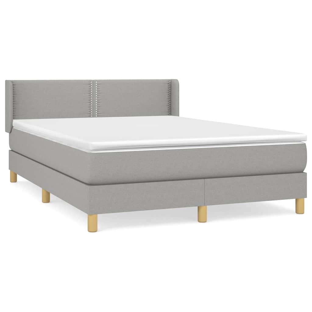 vidaXL Κρεβάτι Boxspring με Στρώμα Ανοιχτό Γκρι 140x200 εκ. Υφασμάτινο