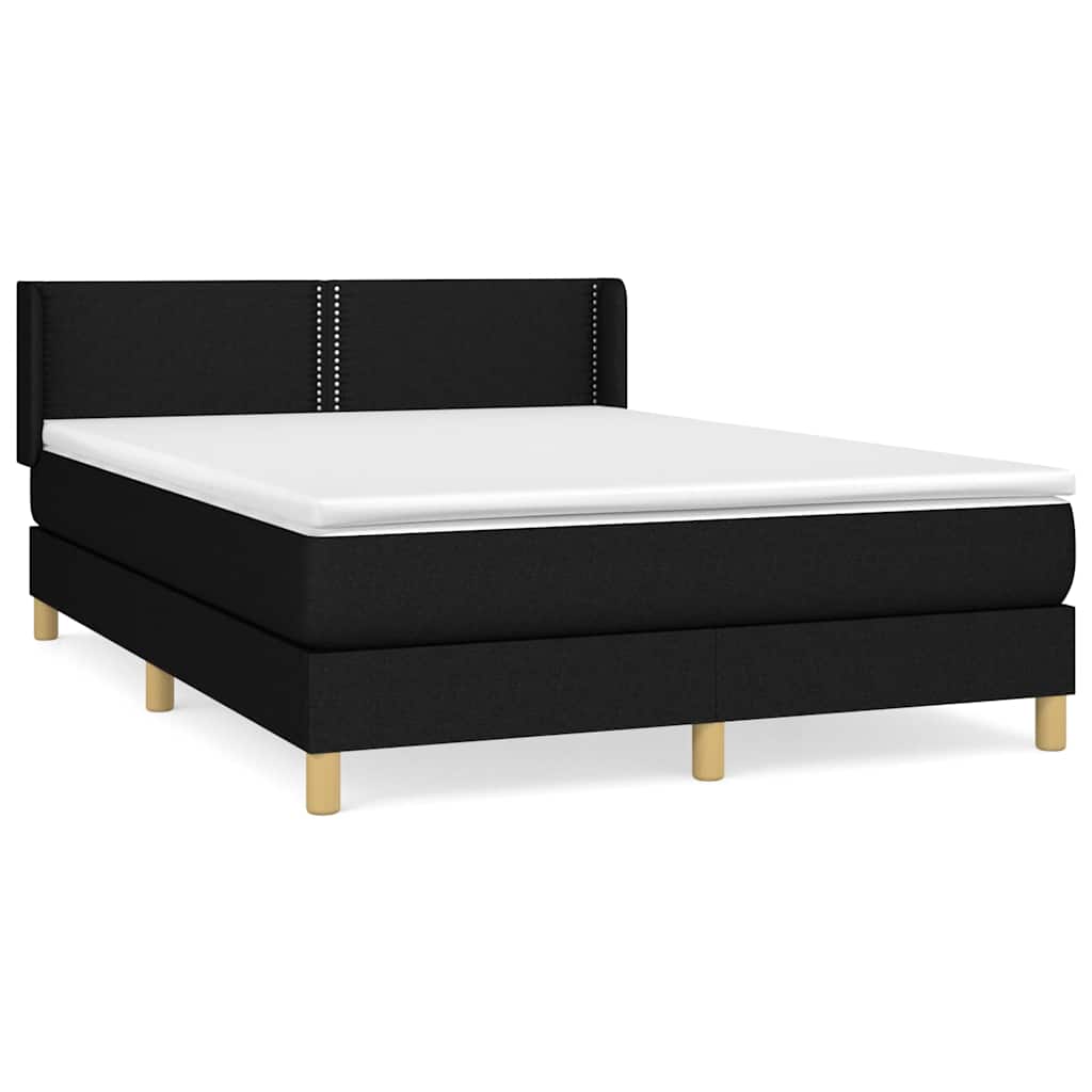 vidaXL Κρεβάτι Boxspring με Στρώμα Μαύρο 140x200 εκ. Υφασμάτινο