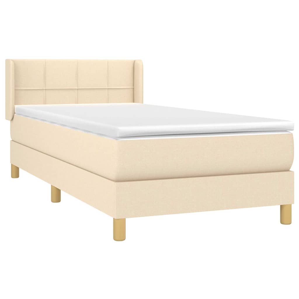 vidaXL Κρεβάτι Boxspring με Στρώμα Κρεμ 90x190 εκ.Υφασμάτινο